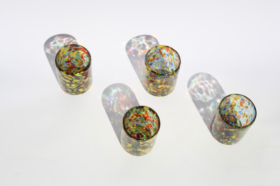 Hand-Blown Confetti Murano Glass Tumbler Set