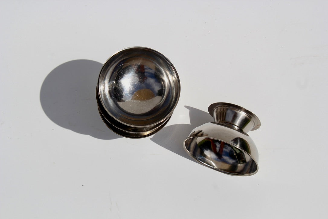 Danish Modern Stainless Steel Footed Dessert Bowls