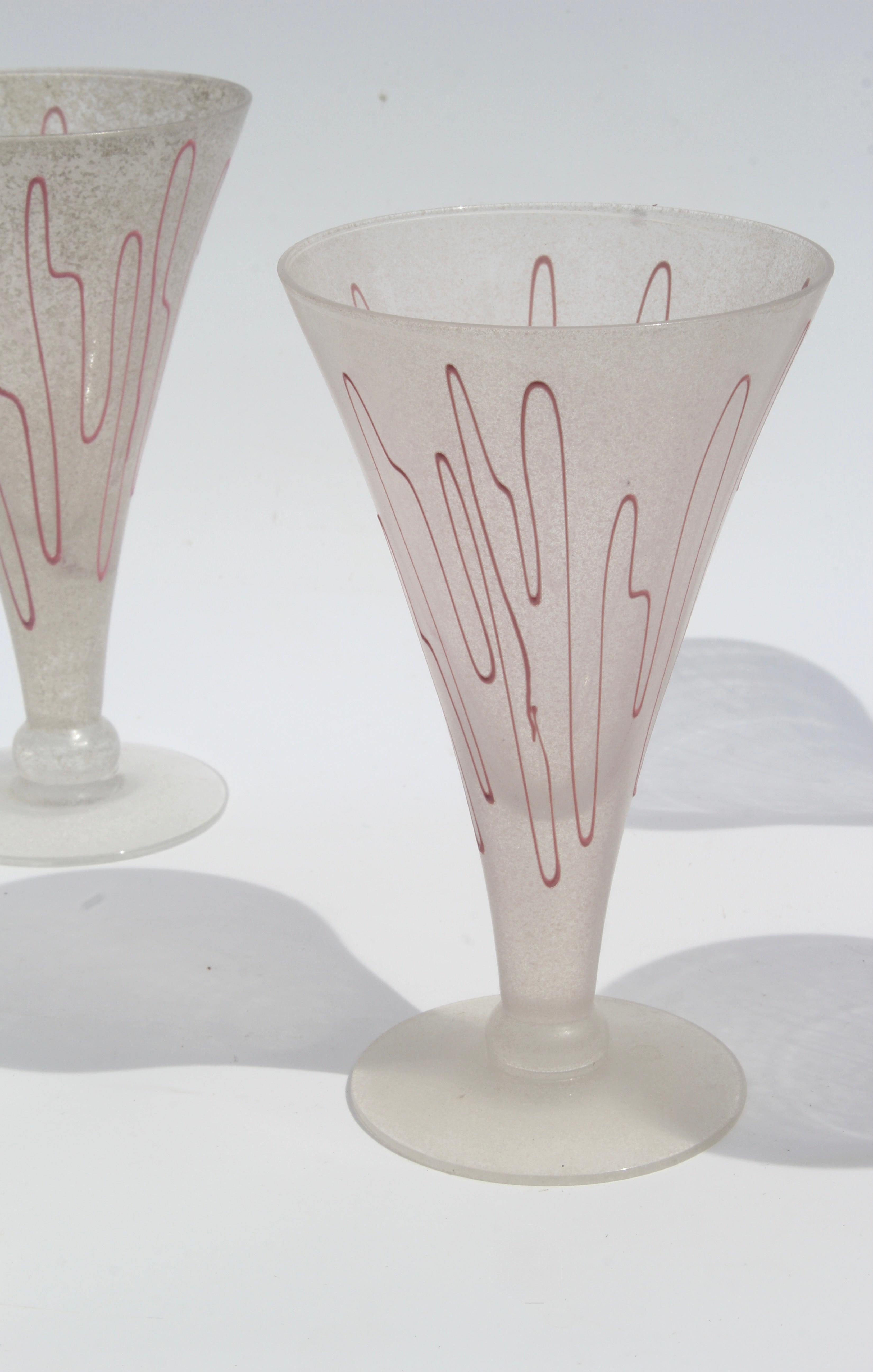 Pink Swirl Frosted Cocktail Glasses
