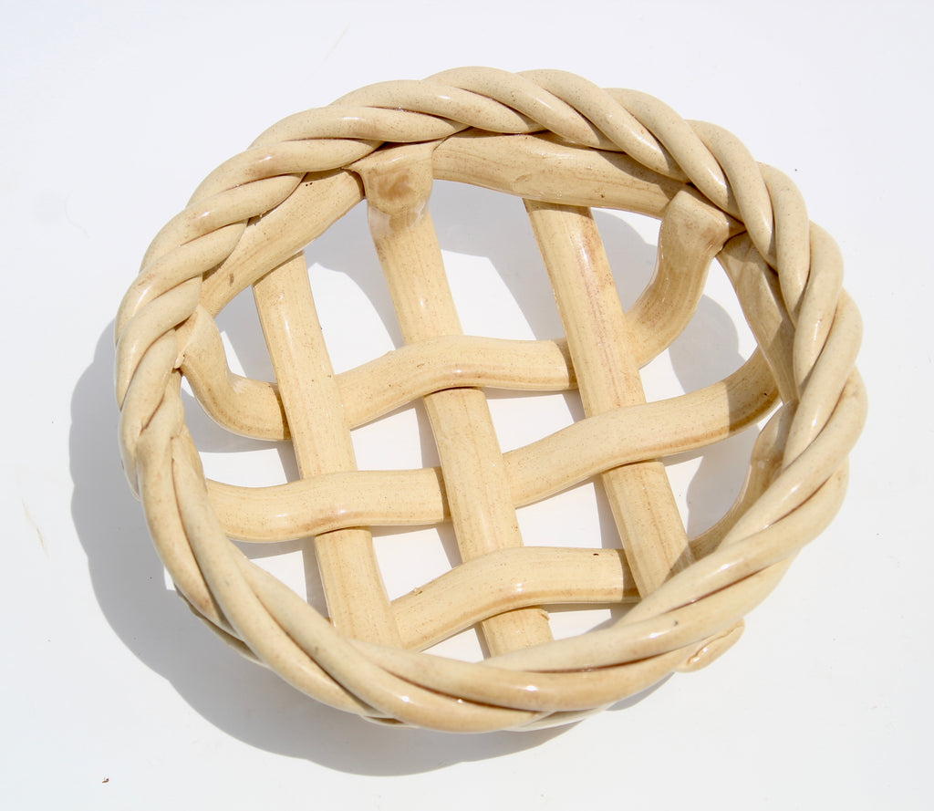 Woven Ceramic Basket Serving Bowl