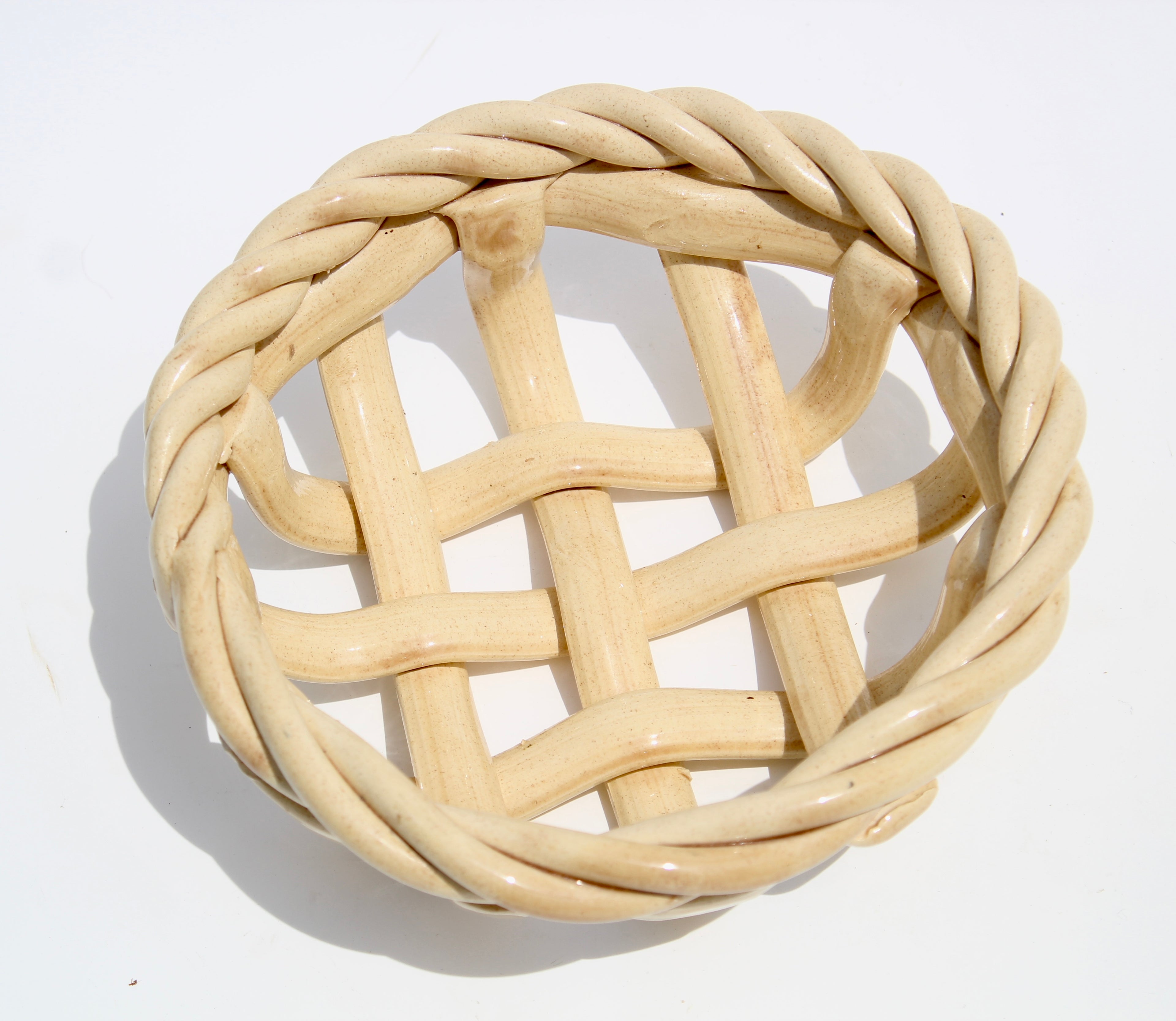 Woven Ceramic Basket Serving Bowl