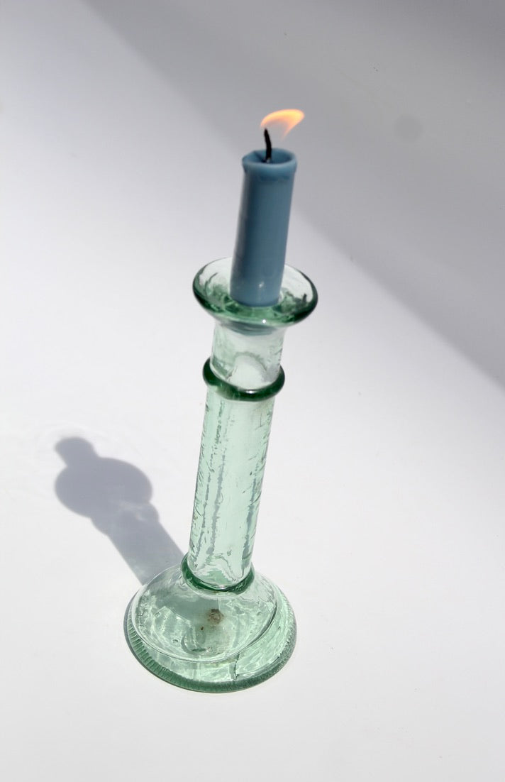 Blue glass candle holders 