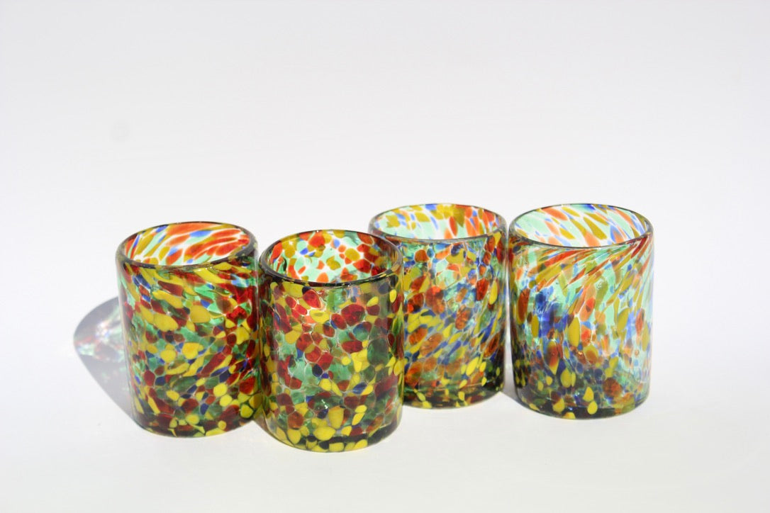 Hand-Blown Confetti Murano Glass Tumbler Set