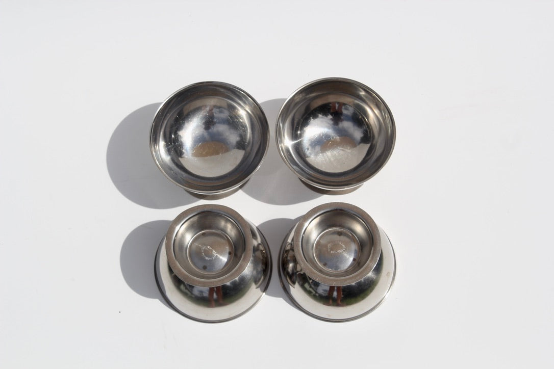 Danish Modern Stainless Steel Footed Dessert Bowls